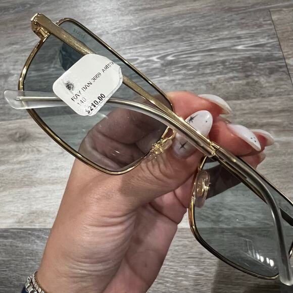 Ray Ban Polished Arista Gold Blue Frame Sun Glasses - Picture 3 of 6